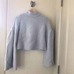 H&M Bell Sleeve Cropped Mock Turtleneck Sweater